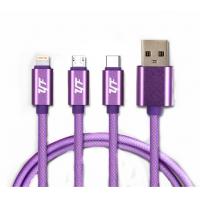 China Fishing Net Mobile USB Cables Three In One Micro Type C Lightning Sync Charging Cable on sale