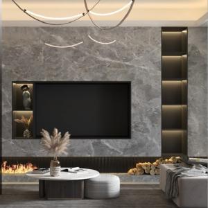 Customized Stainless Steel Decorative Shelves TV Wall Black Metal Display Shelf