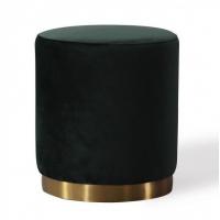 China Black Velvet Pouf Bedroom Ottoman Bench Stainess Steel Gold Metal Stool on sale
