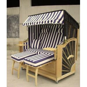 China Double Seat Roofed Wicker Beach Chair & Strandkorb With Wood And Rattan Frame supplier