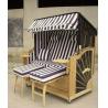 China Double Seat Roofed Wicker Beach Chair &amp; Strandkorb With Wood And Rattan Frame wholesale