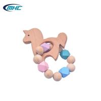 China Baby Bead Silicone Wood Teether Diy Handmade Pony Shape Easy To Clean Customized on sale