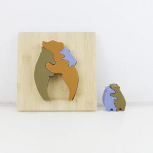 Bear Shape Children Wooden Toys Jigsaw For Montessori Learning