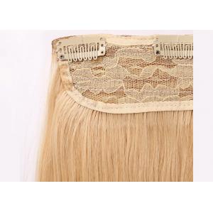 Yellow Clip In Natural Hair Extensions , Straight Full Head Clip In Hair Extensions