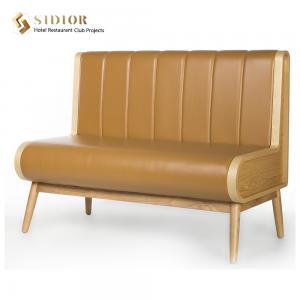 Modern Leather Restaurant Booths Solid Wood Mid Century Dining Sofa ODM