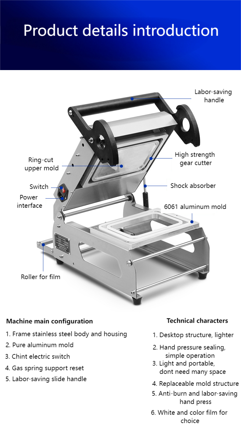 China Compact Design Manual Heat Sealer Machine  FR160E for Food Tray Sealing Easy to use Food and Meat Package  for Plastic Containers wholesale