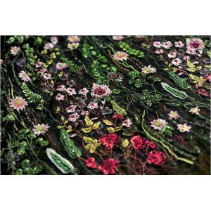 China Stretch Multi Colored Floral Heavy Beaded Lace Fabric For Wedding Dress Decoration supplier