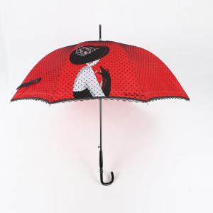 Compact Wind Resistant Umbrella , 23 Inch Ladies Walking Stick Umbrella