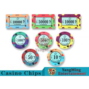 China 40 / 43mm Diameter Ceramic Casino Chips Bright Colors With Custom Printed Design supplier