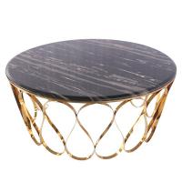 China 40cm Height Stainless Steel Round Table With Marble Glass Surface on sale