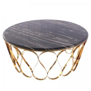 China 40cm Height Stainless Steel Round Table With Marble Glass Surface supplier