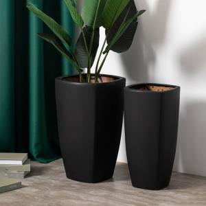 Modern nordic home hotel decoration tall black ceramic indoor floor flower plant pots set for sale