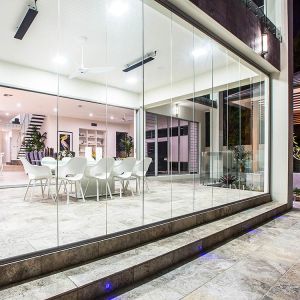 Frameless Aluminum Bifold Door with Customizable Size and High Security for Modern Spaces