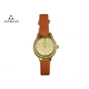 China Contemporary Ladies Diamond Quartz Watch Gold Shell Customize Color supplier