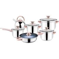 China 12pcs Non-stick 201 Stainless Steel Cookware Set Nonstick Cooking Pot Colorful on sale