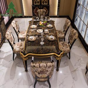 British Royal Style Dining Table Set 6 Seater Luxury Wooden Dining Table Sets