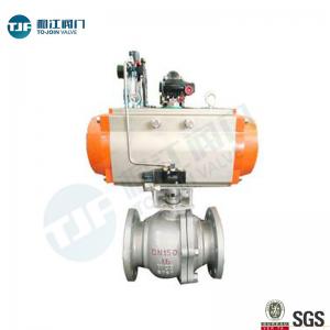 China DIN 3357 WCB Industrial Ball Valve With Single Acting Penumatic Actuator supplier