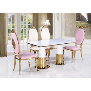 High Temperature Resistant 76cm Stainless Steel Marble Dining Table