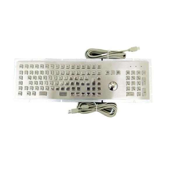 Self Service Kiosk Input Device Stainless Steel Metal Keyboard With Trackball And Numeric Keypad