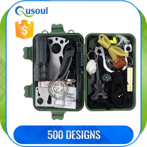 12 in 1 functions Outdoor Survival gear with fire starter, self-rescue tools  for Traveling / Hiking / Camping