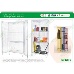 China Double Doors Supermarket Shelf Display , Zinc Wire Mesh Cupboard With 2 Shelves supplier