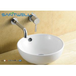 China Home White Counter Top Wash Basin , Ceramic Bathroom Sink 430*430*170mm supplier
