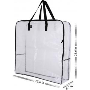 Over-Sized Clear Organizer Storage Bag Strong Handles Zippers for College, Moving Supplies, Christmas Decorations