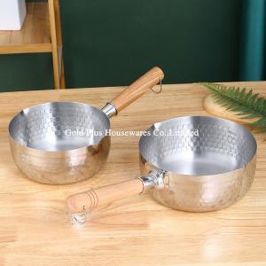 Best quality domestic food pot with long wooden handle kitchen cookware stainless steel milk soup pot for cooking