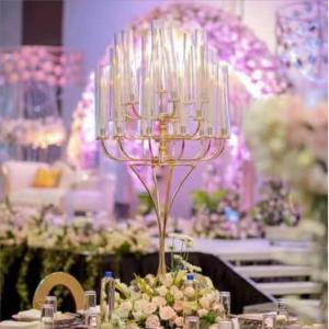 ZT-361 Decoration international 25 arms wedding metal candelabra with glass cylinder