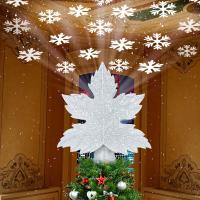 China 3D Glitter Maple leaf Snowflake LED Christmas Tree Topper Decorate Projector For Christmas Tree Ornament on sale