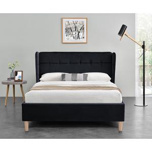Full Bed Velvet Black Frame OAK Plastic Legs