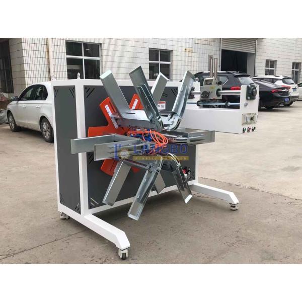 Double Station Plastic HDPE Pipe Coiling Winder Coiler Winding Machine With Automatic Strapping For PE Pipes Extruder