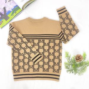 China Knitted Cotton letter stripe pattern Ribbed hem Baby Boy kids Wear Pullover Sweater for Winter supplier