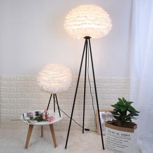 China LED floor lamp modern tripod white feather floor lamp living room reading lamp bedside floor lamp(WH-MFL-27) supplier