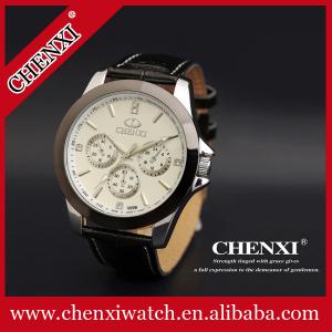 China Fashion Jewelry Wholesale Price Stainless Steel Caseback Original Quartz Watch Men's Leather Watches supplier