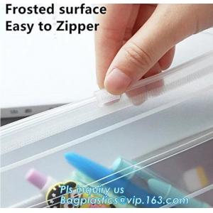 Frosted surface easy to seal zipper file bag, stationary holder pack,transparent frosted A4/A5 bag, protable slider seal