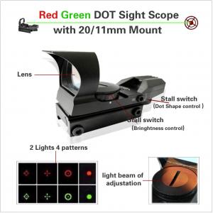 Aluminum Rifle Paintball Gun Scopes Red And Green Dot Sight With Mount