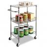 3 - Tier Wire Rolling Cart / Food Chrome Steel Utility Cart 24"W X 14"D X 36"H