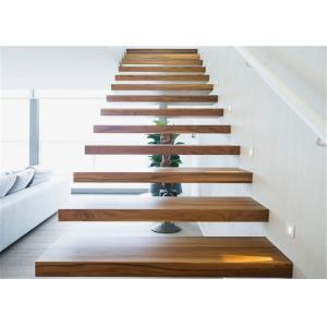 China Interior Loft Oak Wooden Building Floating Stairs Hot Dip Galvanized Finish supplier