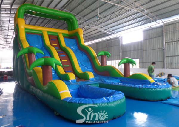 25' high tropical plam trees commercial kids inflatable water slide with double