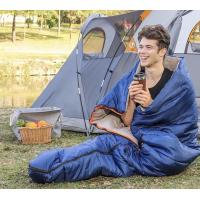 China Blue Camping Rectangular Sleeping Bag , Cold Weather Lightweight Sleeping Bag For Adults on sale