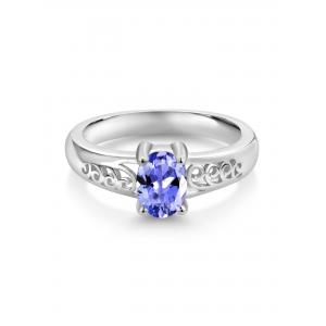 0.25 Carat Tanzanite 0.925 Sterling Silver Ring Jewelry with White CZ – Gemstone Rings with Hypoallergenic