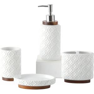 Custom White Ceramic Bathroom Set For Hotel Decor Shower Room OEM ODM