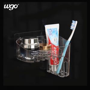 Wall Suction Clear Toothbrush Cup Holder 180mm Wide ISO9001 Approved