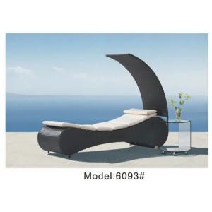 China Plastic beach poolside lounge chair rattan wicker chaise lounge chairs canopy bed outdoor with cushion---6093 supplier