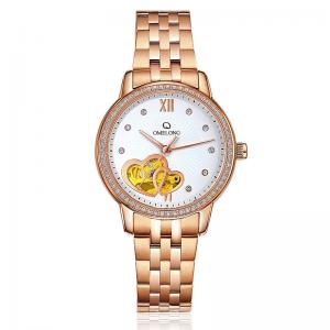 China Fashion Rose Gold Automatic Mens Wrist Watches With Stainless Steel Back supplier