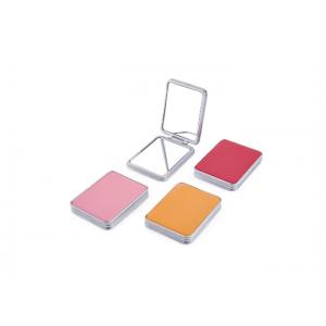 Foldable PU Cosmetic Pocket Mirror 11mm PU Rectangle Small Hand Mirror