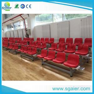 China University Tiered Seating Aluminum Stadium Bleachers Mobile With Red Chair / Wheel supplier