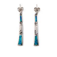 China With Sterling Blue Opal Dangle Earrings with Greek Key Unique vintage design Earrings For Women on sale