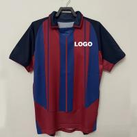 China Retro Polyester V Neck Red Blue Soccer Jersey Quick Dry on sale